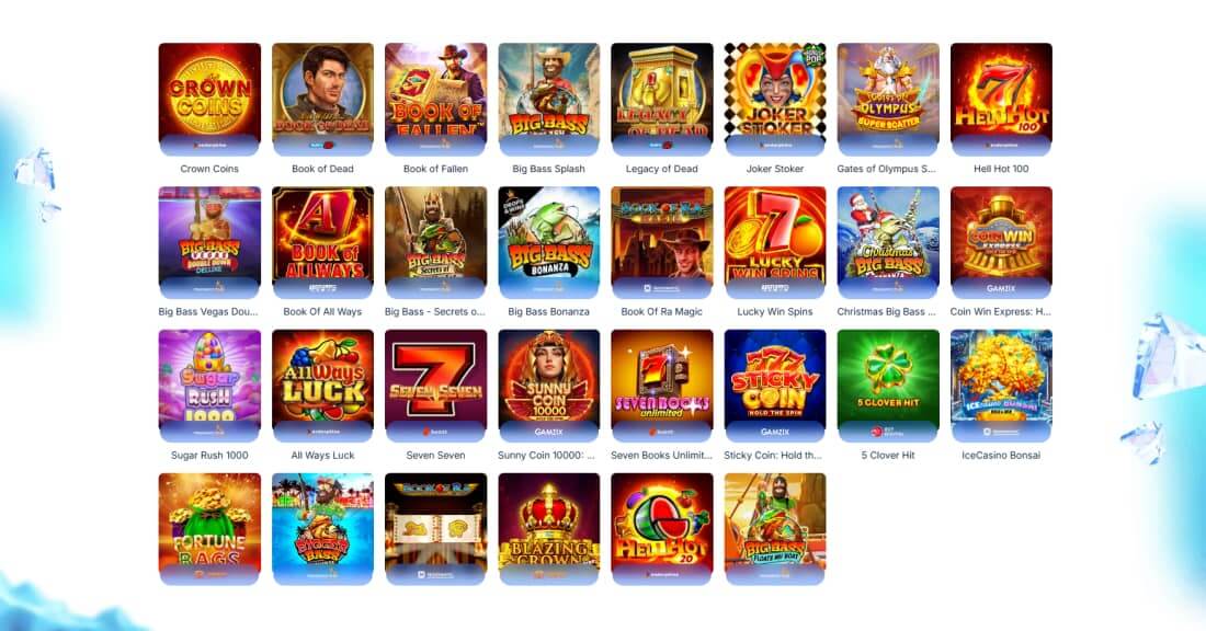Spiele und Slots im Ice Casino